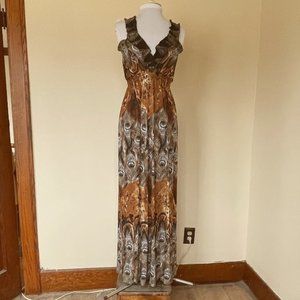 NWT Peacock Print Summer Maxi Dress Size Large